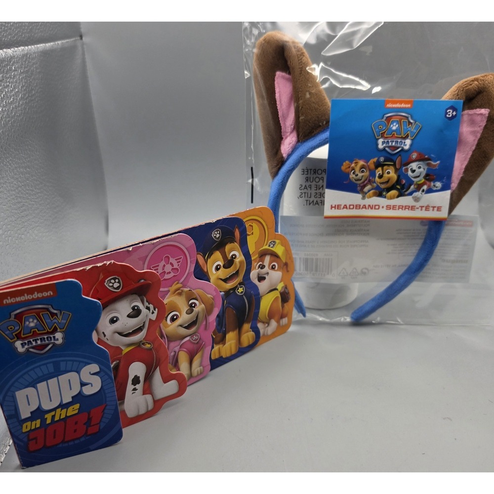 PAW Patrol Pups On The Job Board Book & Plush Ears Headband Kids 3+ New